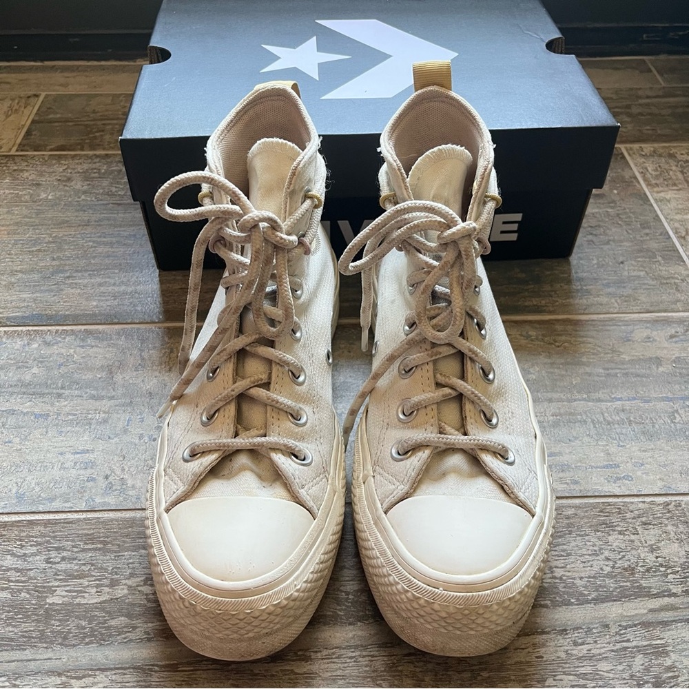 Converse Cream High-Top Sneakers